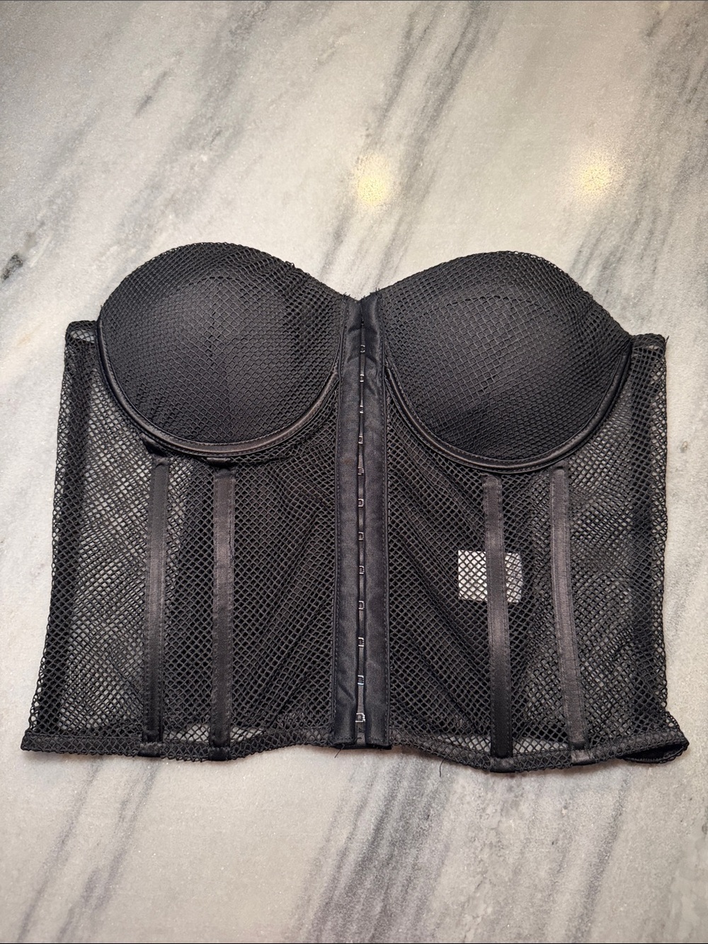 superdown Black Strapless Mesh Longline Bustier Bra